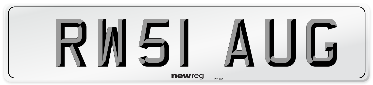 RW51 AUG Number Plate from New Reg